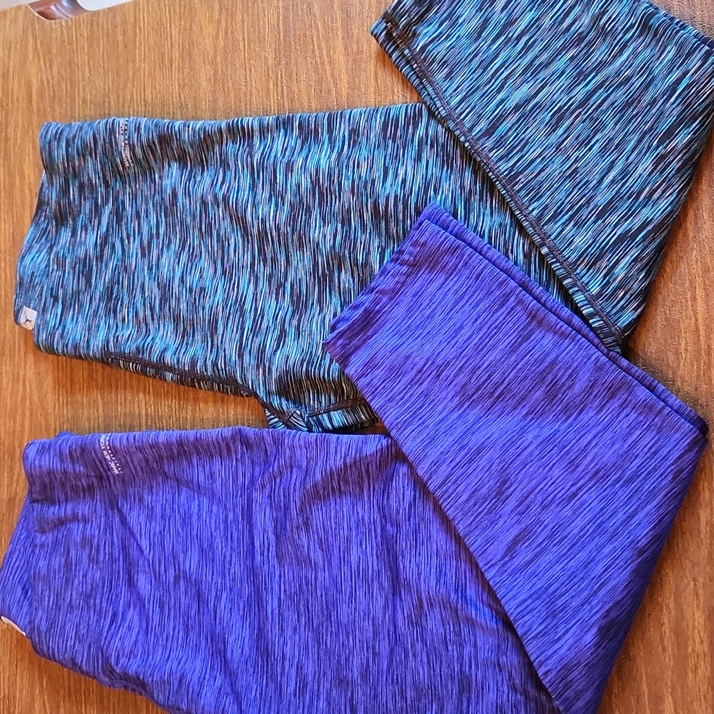 2 Fleece Lined Leggings Marc New York Performance Purple Black Teal Women's XL